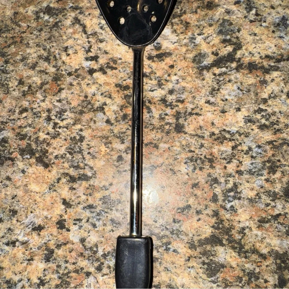 Black Nylon Stainless Slotted Spatula Serving Skimmer Spoon Lightweight Plastic